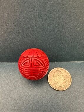 NEW listing 🌺 Vintage LARGE Hand Carved Cinnabar Bead